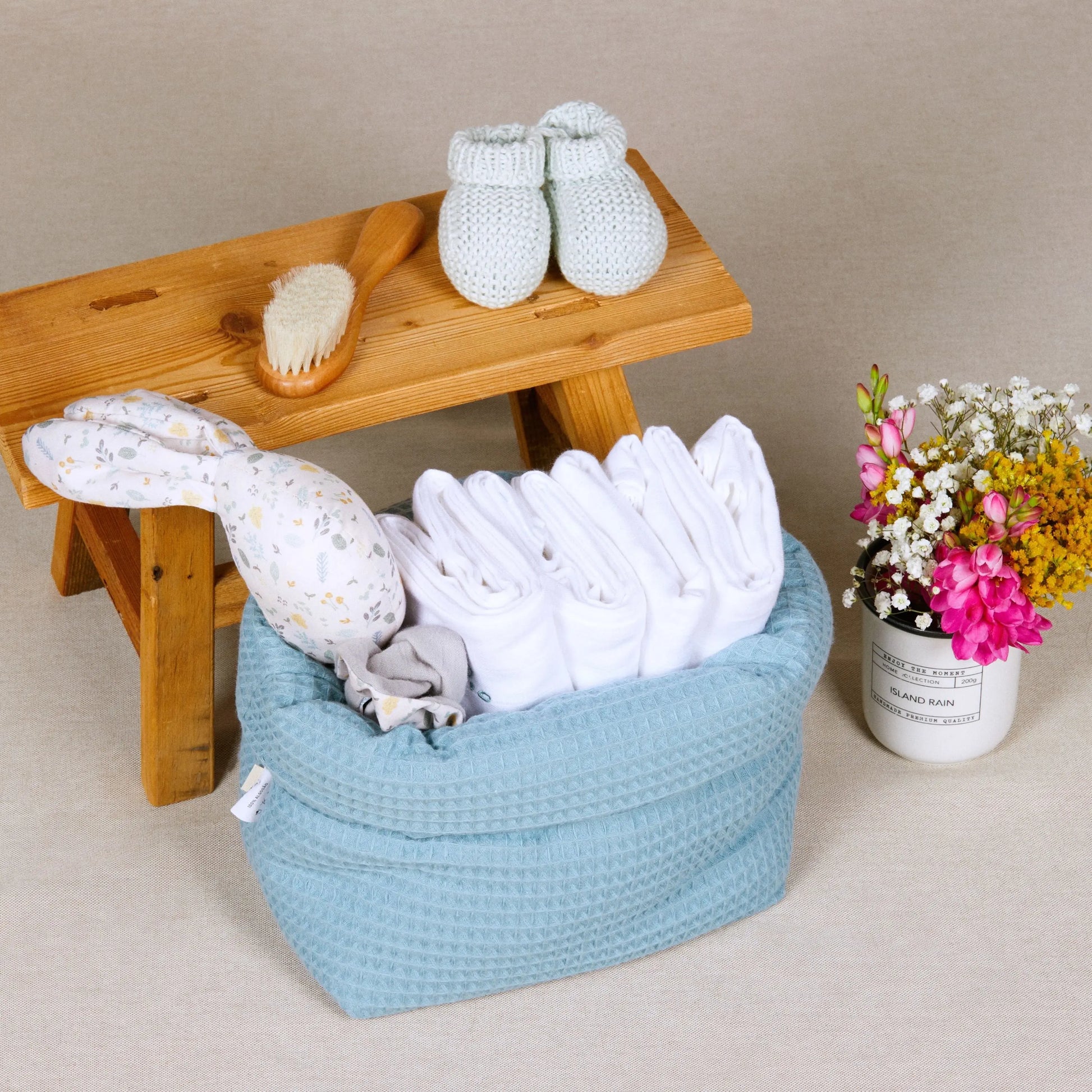 Cesta organizadora para bebes Cesta organizadora para bebes Waffle Azul Bapum Kids