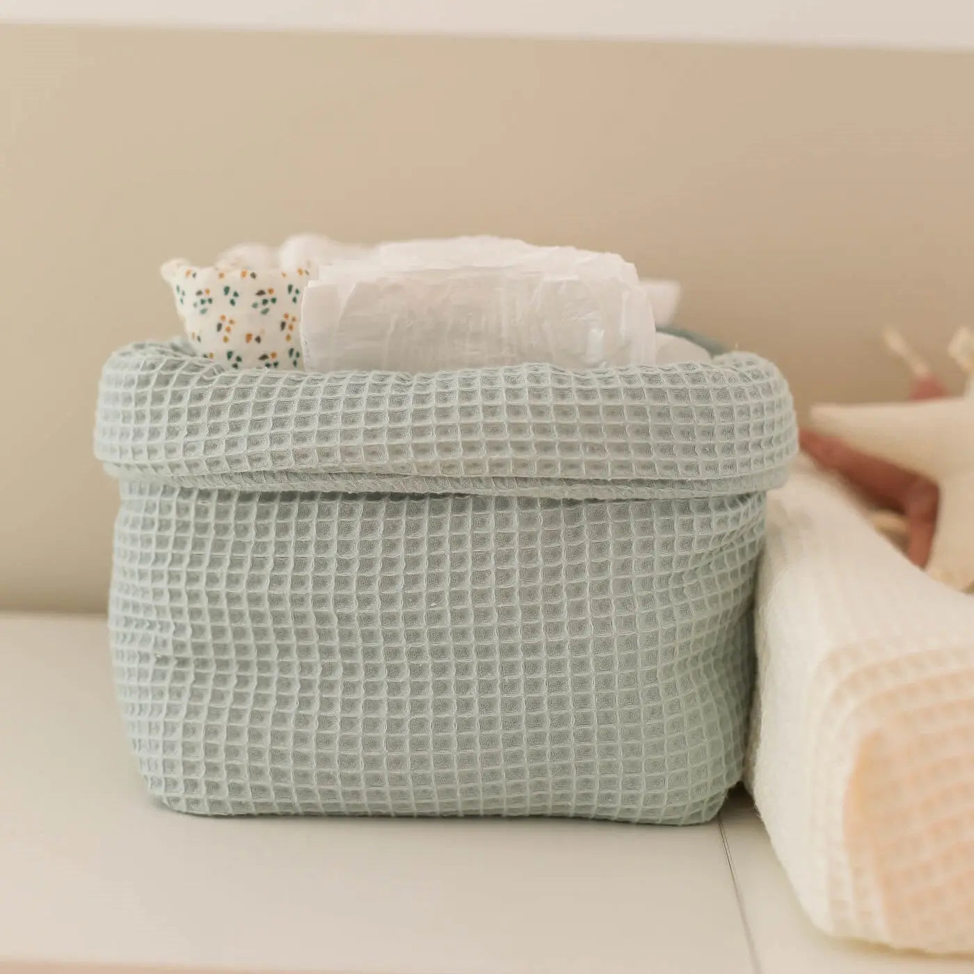 Cesta organizadora para bebes Cesta organizadora para bebes Waffle Mint Bapum Kids